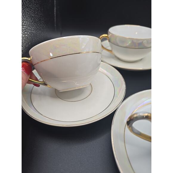 Lot of 4 CT Carl Tielsch ALTWASSER Silesia Germany Cup Saucer Gold~Pearl - Picture 2 of 7